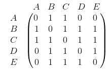 adjacency matrix template